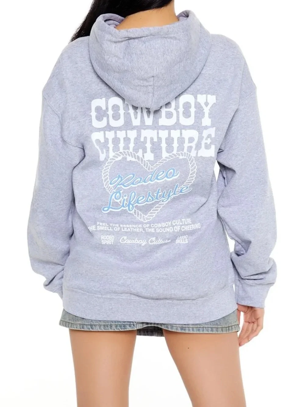 Forever 21 Light Gray 'Cowboy Culture' Pullover Hoodie
